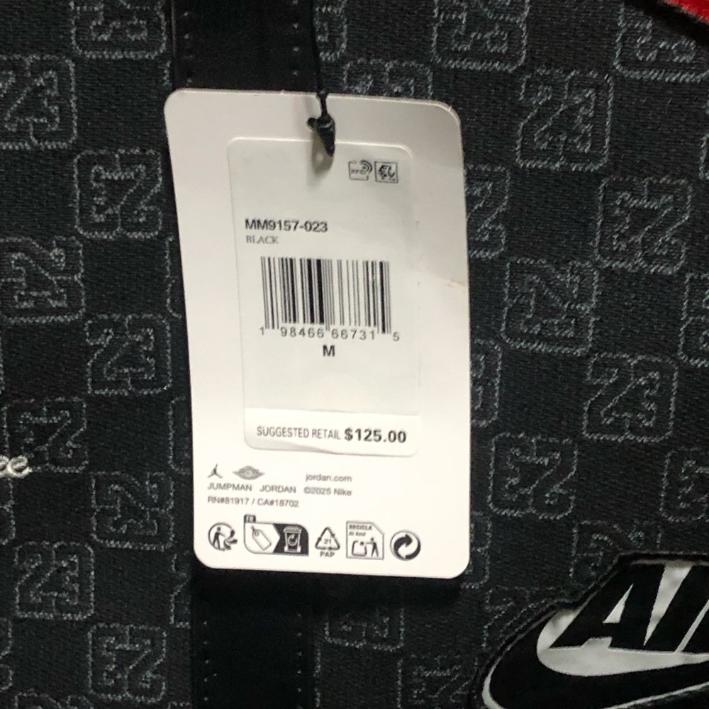 Air Jordan 23 Flight Club Patches Black Monogram Duffle Bag 40L NEW, NWT - Picture 5 of 9